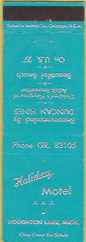 Matchbook Cover - Holiday Motel Houghton Lake MI