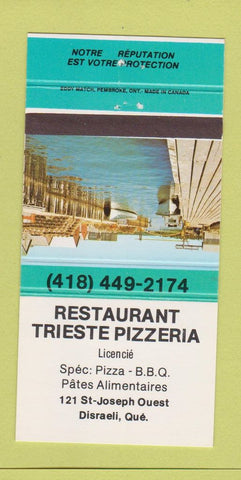 Matchbook Cover - Restaurant Trieste Pizza Disraeli QC 30 Strike