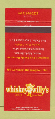 Matchbook Cover - Whiskey Willy's Kingston ON 30 Strike