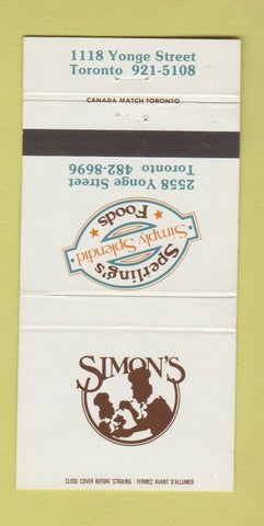 Matchbook Cover - Simon's Restaurant Toronto ON 30 Strike