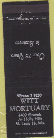 Matchbook Cover - Witt Mortuary St Louis MO