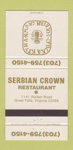 Matchbook Cover - Serbian Crown Restaurant Great Falls VA 30 Strike