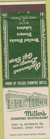Matchbook Cover - Miller's Turnpike Restaurant Toledo OH