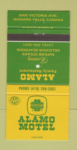 Matchbook Cover - Alamo Motel Niagara Falls ON 30 Strike