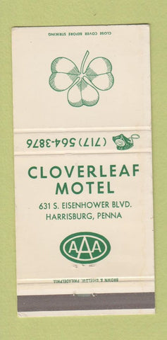Matchbook Cover - Cloverleaf Motel Harrisburg PA 30 Strike