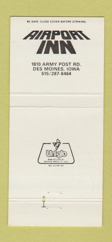 Matchbook Cover - Airport Inn Des Moines IA 30 Strike