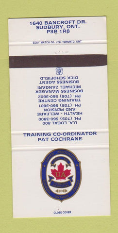 Matchbook Cover - United Plumbers Union Sudbury ON 30 Strike