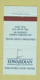 Matchbook Cover - Edwardian Group Stratford Court Hotel London UK 30 Strike