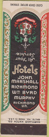 Matchbook Cover - Hotels Richmond VA