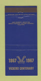 Matchbook Cover - Vickers Centenary 1969 London UK 30 Strike