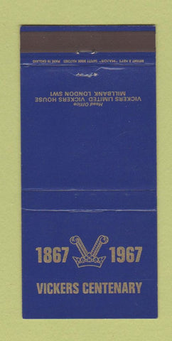 Matchbook Cover - Vickers Centenary 1969 London UK 30 Strike
