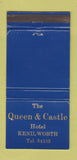 Matchbook Cover - Queen & Castle Hotel Kenilworth UK 30 Strike
