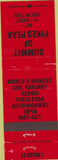 Matchbook Cover - Summit of Pikes Peak CO