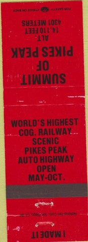 Matchbook Cover - Summit of Pikes Peak CO