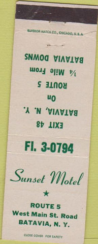 Matchbook Cover - Sunset Motel Batavia NY