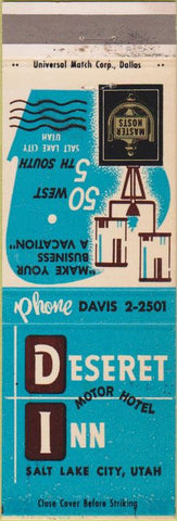 Matchbook Cover - Desert Inn Salt Lake City UT