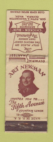 Matchbook Cover - Art Newman Restaurant Olympia WA WORN