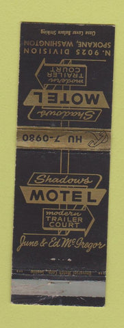 Matchbook Cover - Shadows Motel Spokane WA WEAR