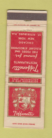 Matchbook Cover - Toffenetti Restaurant ST Petersburg FL Chicago New York City