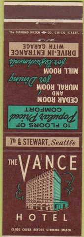 Matchbook Cover - Vance Hotel Seattle WA