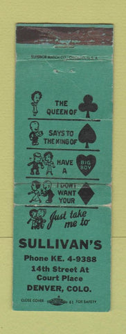 Matchbook Cover - Sullivan's Restaurant Denver Colorado WORN