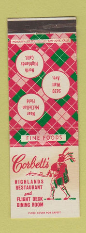 Matchbook Cover - Corbett's Highlands Restaurant North Highlands CA WEAR