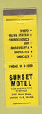 Matchbook Cover - Sunset Motel Union Gap WA