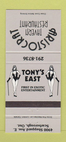 Matchbook Cover - Tony's East girlie Strip club Scarborough ON 30 Strike