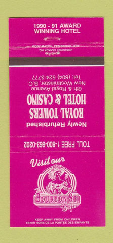 Matchbook Cover - Bourbon Street Cafe Hotel Casino New Westminster BC 30 Strike
