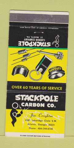 Matchbook Cover - Stackpole Carbon Atlanta GA St Marys PA 30 Strike