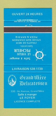 Matchbook Cover - Grand Mere Deli Le Foyer QC Grand Mere 30 Strike