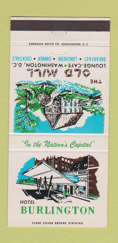 Matchbook Cover - Hotel Burlington Washington DC Old Mill 30 Strike