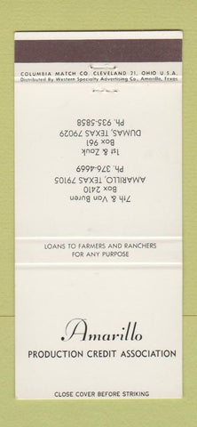 Matchbook Cover - Amarillo Production Credit Dumas TX 30 Strike