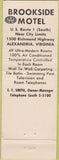 Matchbook Cover - Brookside Motel Alexandria VA