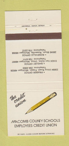 Matchbook Cover Credit Union Macomb Schools Fraser Utica Roseville MI 30 Strike