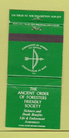 Matchbook Cover - Ancient Order of Foresters Southhampton UK WEAR 30 Strike