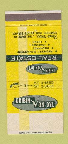 Matchbook Cover - Gribin Von Dyl Real Estate Encino CA 30 Strike