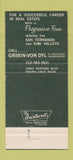 Matchbook Cover - Gribin Von Dyl Real Estate Encino CA 30 Strike