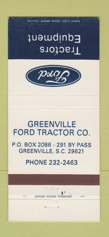 Matchbook Cover - Ford Tractors Greenville SC 30 Strike