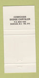 Matchbook Cover - Chrysler Service Canada Cowichan Dodge Duncan BC 30 Strike