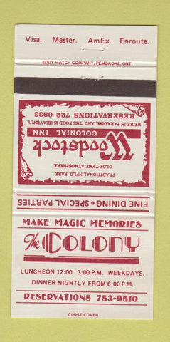 Matchbook Cover - Woodstock Colonial Inn ON? 30 Strike