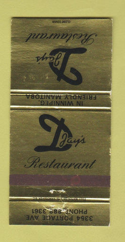 Matchbook Cover - D Jay's Restaurant Winnipeg MB 30 Strike