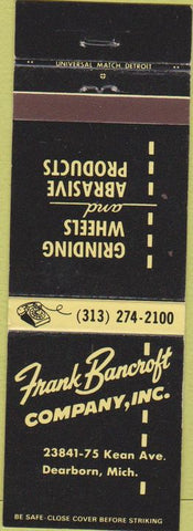 Matchbook Cover - Bancroft Co Dearborn MI Grinding Wheels