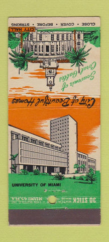 Matchbook Cover - University of Miami FL Carls Liquors 30 Strike