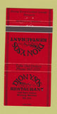 Matchbook Cover - Dion Ysos Restaurant Winnipeg MB 30 Strike