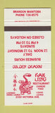 Matchbook Cover - Kam Lung Chinese Restaurant Brandon MB 30 Strike