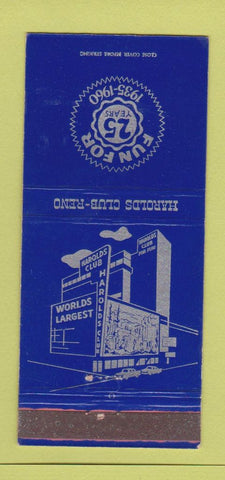 Matchbook Cover - Harolds Club Casino Reno NV 1960 BLUE 30 Strike
