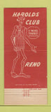 Matchbook Cover - Harolds Club Casino Reno NV 1960 BLUE 30 Strike