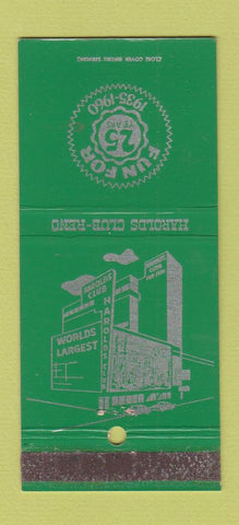 Matchbook Cover - Harolds Club Casino Reno NV 1960 GREEN 30 Strike