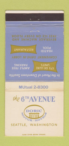 Matchbook Cover - Doric Motor Hotels Seattle WA 30 Strike